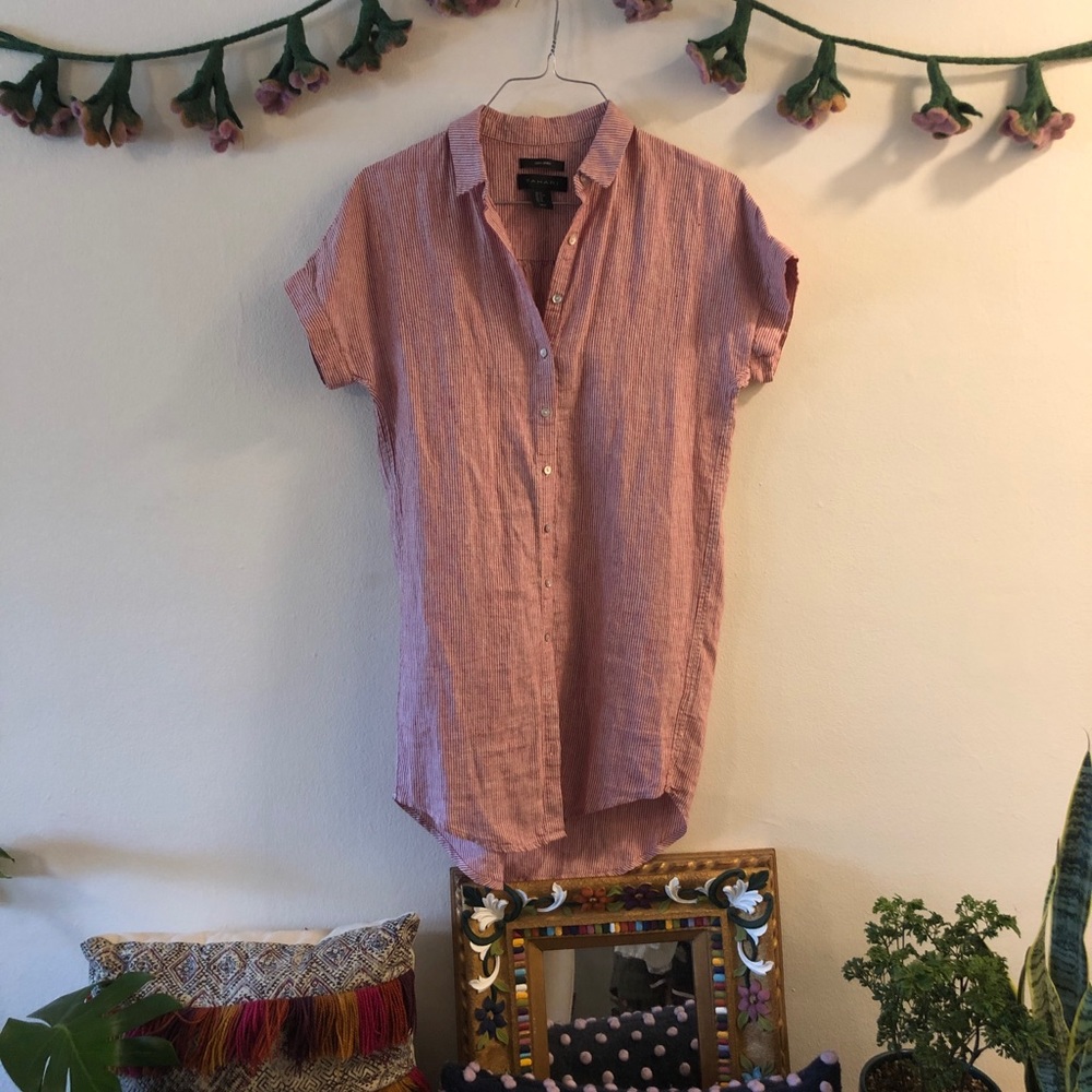 Pinstripe button-up dress